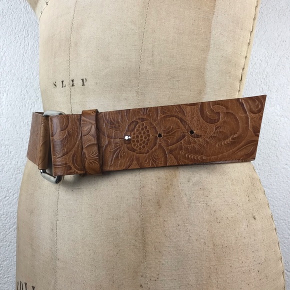 Harold’s l S Retro Vintage Pinup Rockabilly Mexican Embossed Tooled Leather Belt - Picture 3 of 10